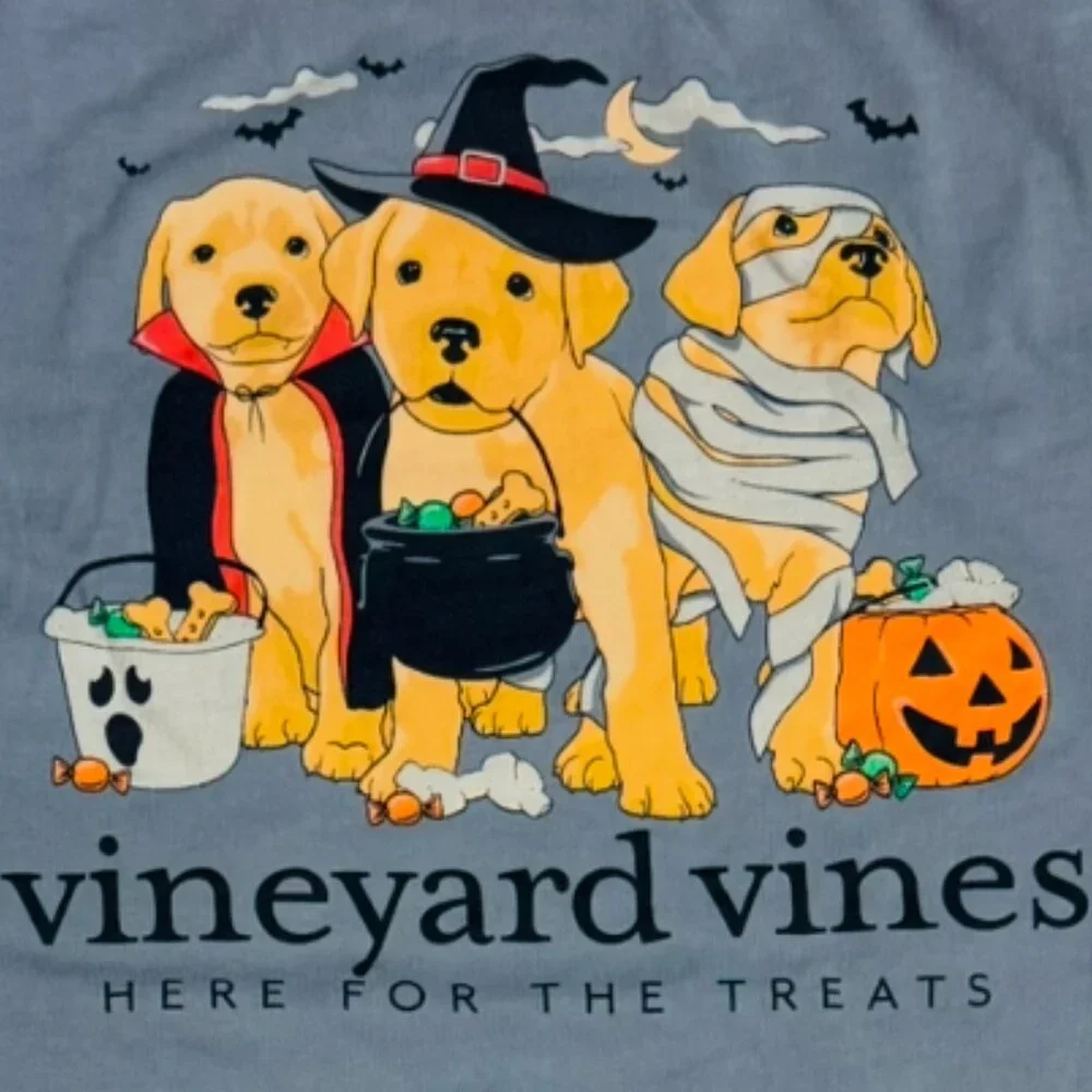 Vineyard Vines Halloween "Here for the Treats" Dog T-Shirt - Picture 2 of 6